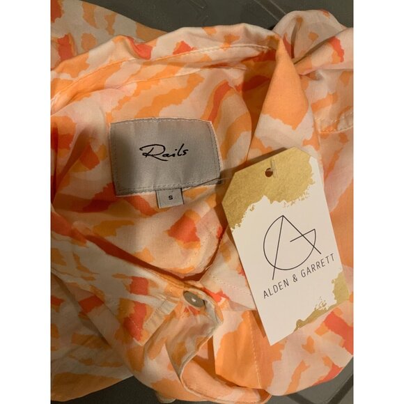 Rails Orange & Pink Geometric Pattern Button Up Shirt, Size Small - Picture 7 of 7